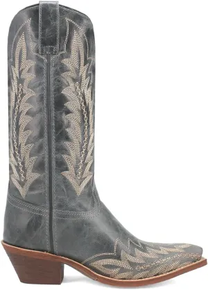 Laredo Womens Emmylee Embroidered Snip Toe Casual Boots Mid Calf Low Heel 1-2" - Blue