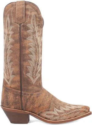 Laredo Womens Emmylee Embroidered Snip Toe Casual Boots Mid Calf Low Heel 1-2" - Brown