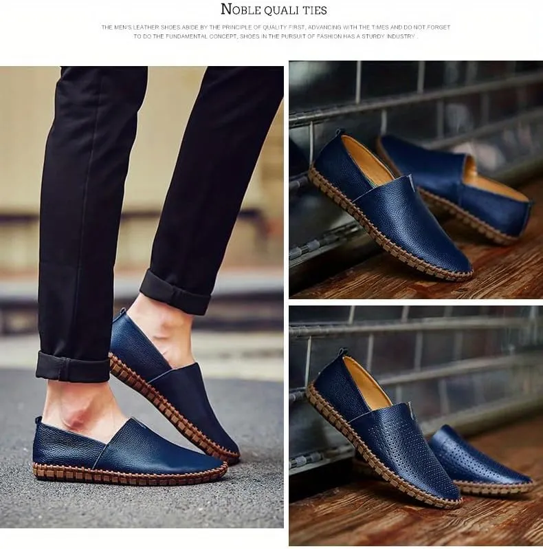Large Size Men's Elegant Loafers - Spring/Summer Comfort | Superfine Fiber Leather, Non-Slip and Breathable Slip-On Shoes for Casual or Formal Wear