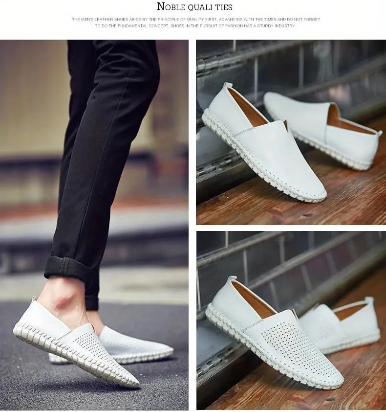 Large Size Men's Elegant Loafers - Spring/Summer Comfort | Superfine Fiber Leather, Non-Slip and Breathable Slip-On Shoes for Casual or Formal Wear