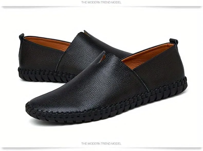 Large Size Men's Elegant Loafers - Spring/Summer Comfort | Superfine Fiber Leather, Non-Slip and Breathable Slip-On Shoes for Casual or Formal Wear