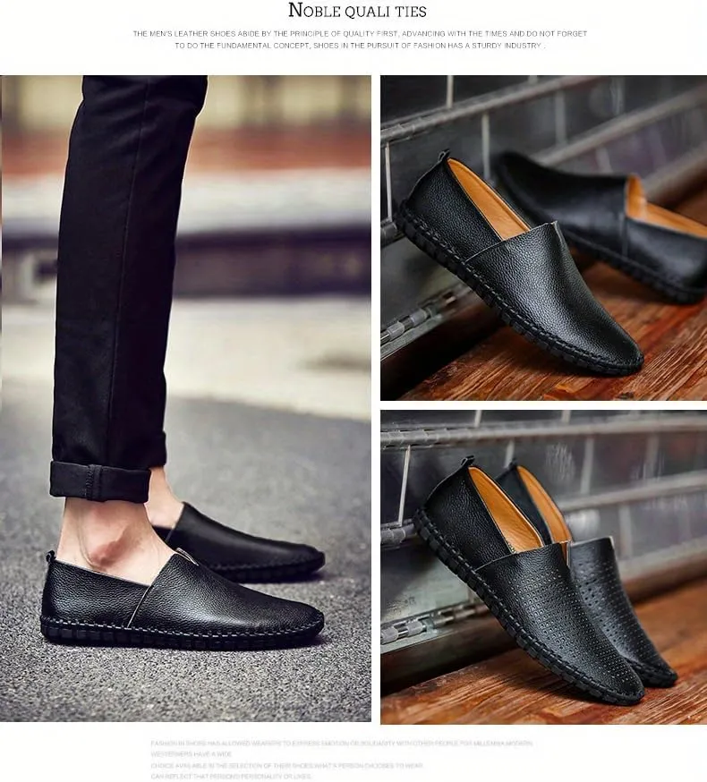 Large Size Men's Elegant Loafers - Spring/Summer Comfort | Superfine Fiber Leather, Non-Slip and Breathable Slip-On Shoes for Casual or Formal Wear