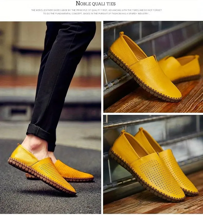 Large Size Men's Elegant Loafers - Spring/Summer Comfort | Superfine Fiber Leather, Non-Slip and Breathable Slip-On Shoes for Casual or Formal Wear