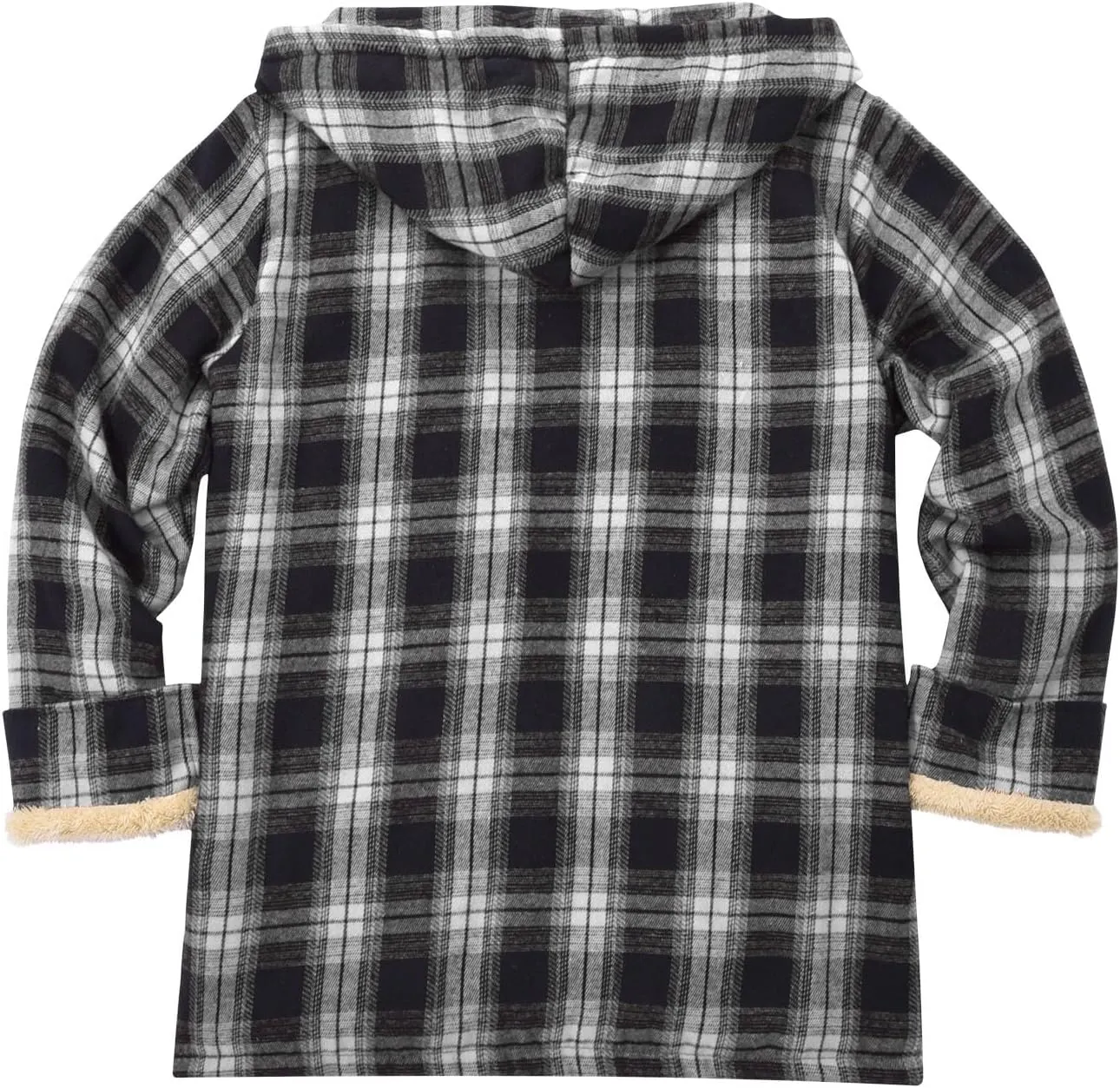 LCMTWX Winter Coat Men Plaid Fleece Pullover Sweatshirt Jacket Button Collar Warm Sweater Coat Casual Long Sleeve with Hood