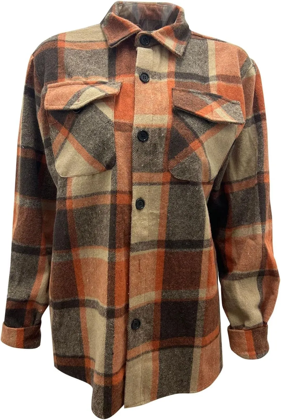 LCMTWX Winter Coat Men Plaid Fleece Pullover Sweatshirt Jacket Button Collar Warm Sweater Coat Casual Long Sleeve with Hood