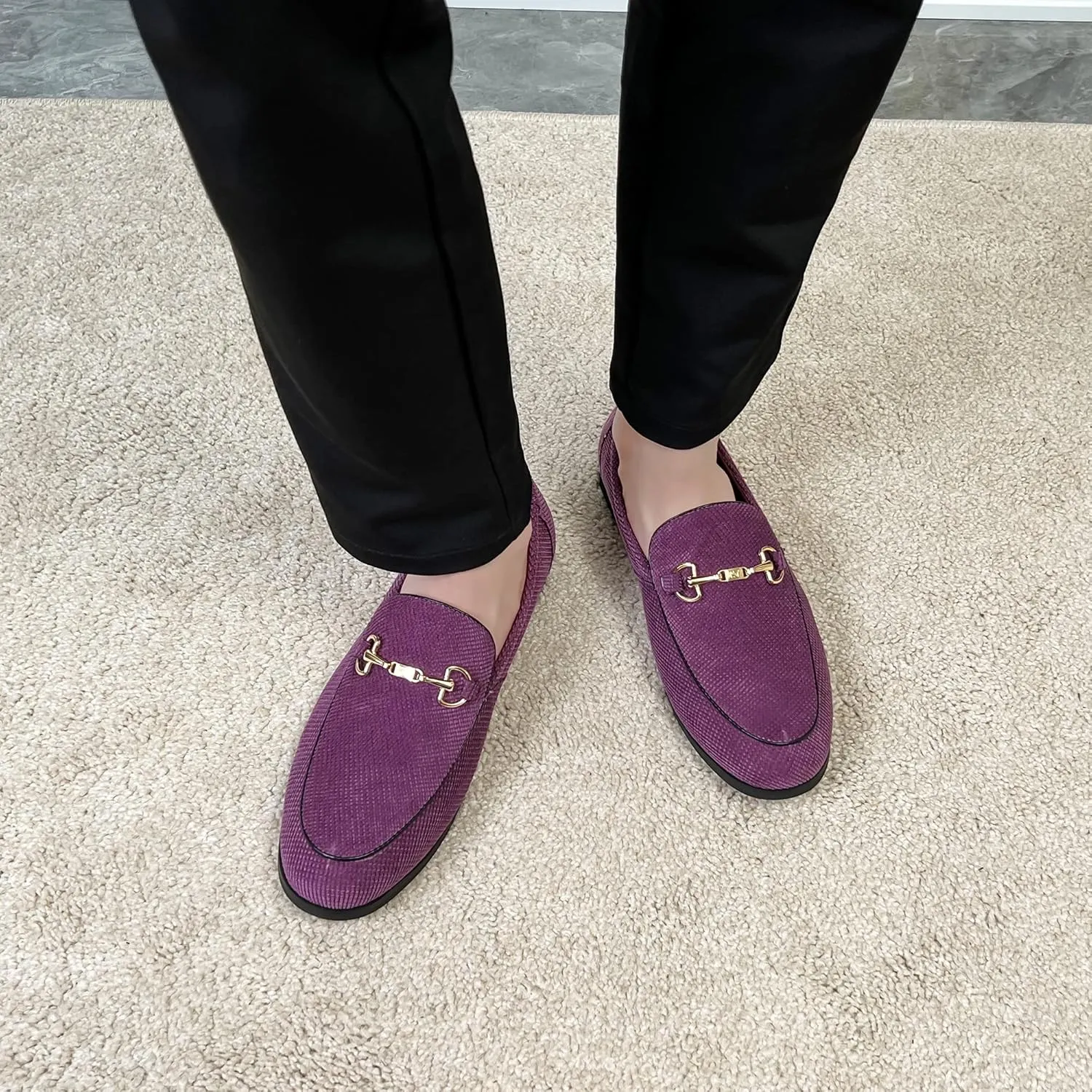 LCQL Men's Luxury Velvet Penny Loafer Shoes Noble Slip-on Casual Suede Loafers Smoking Slippers Plus Size 7-13