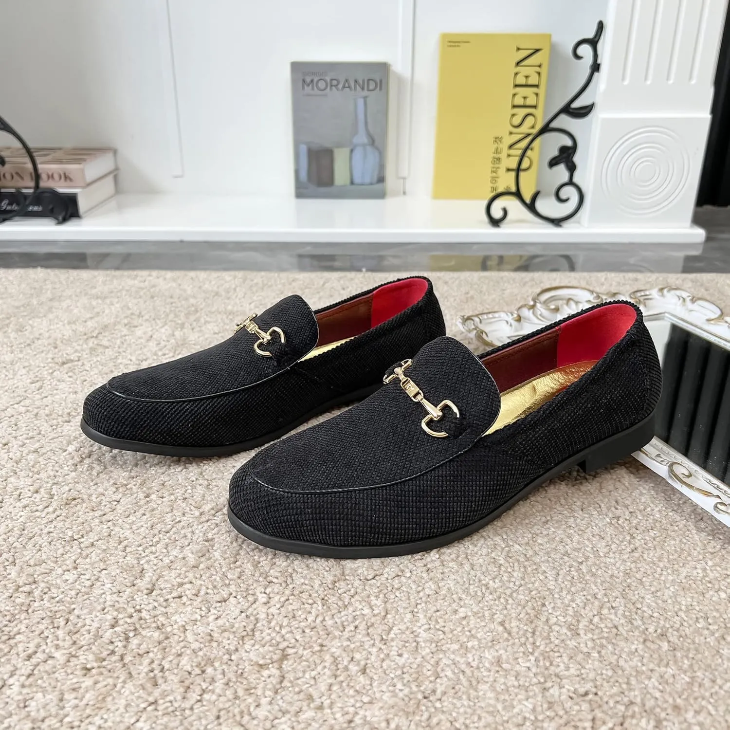 LCQL Men's Luxury Velvet Penny Loafer Shoes Noble Slip-on Casual Suede Loafers Smoking Slippers Plus Size 7-13