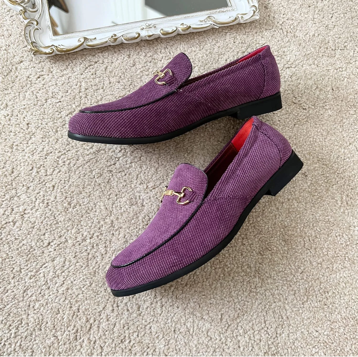 LCQL Men's Luxury Velvet Penny Loafer Shoes Noble Slip-on Casual Suede Loafers Smoking Slippers Plus Size 7-13