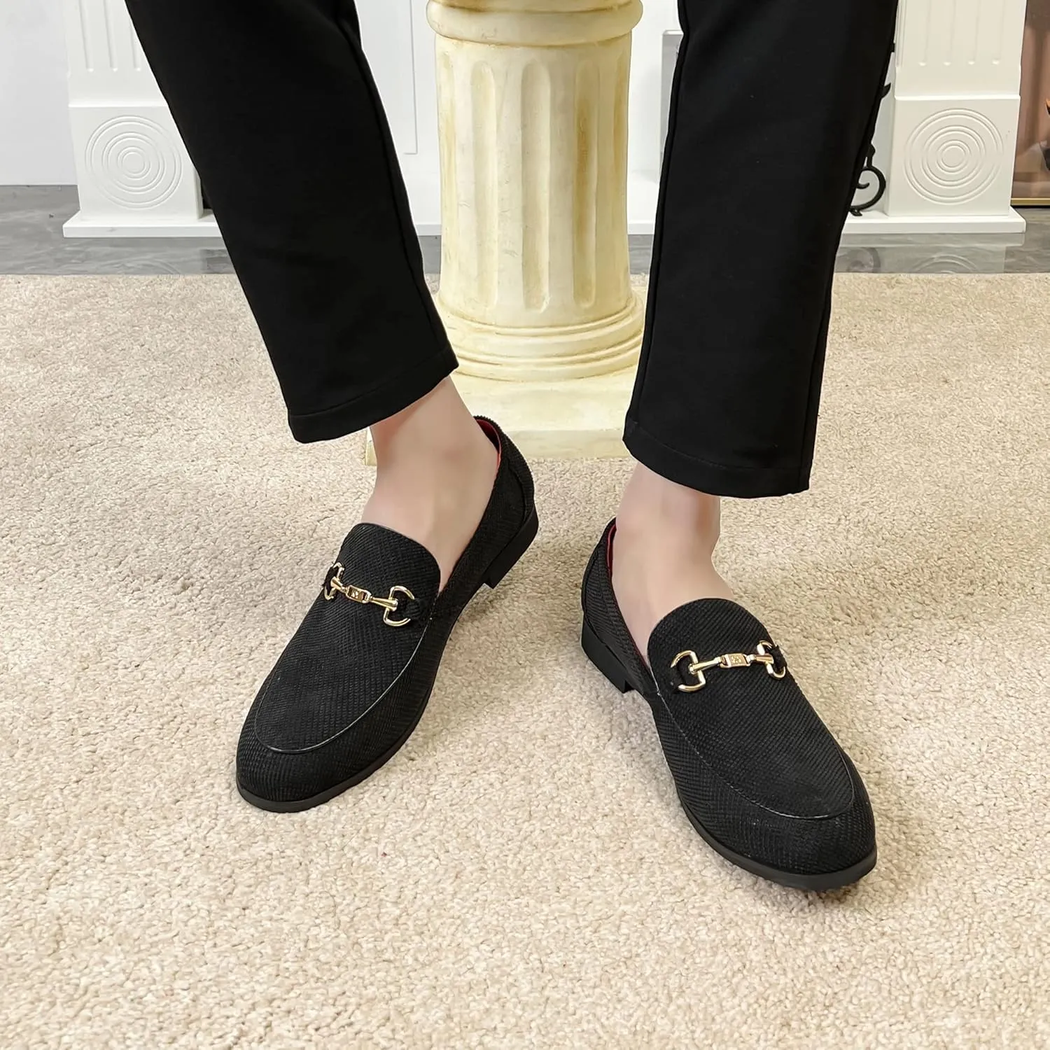 LCQL Men's Luxury Velvet Penny Loafer Shoes Noble Slip-on Casual Suede Loafers Smoking Slippers Plus Size 7-13