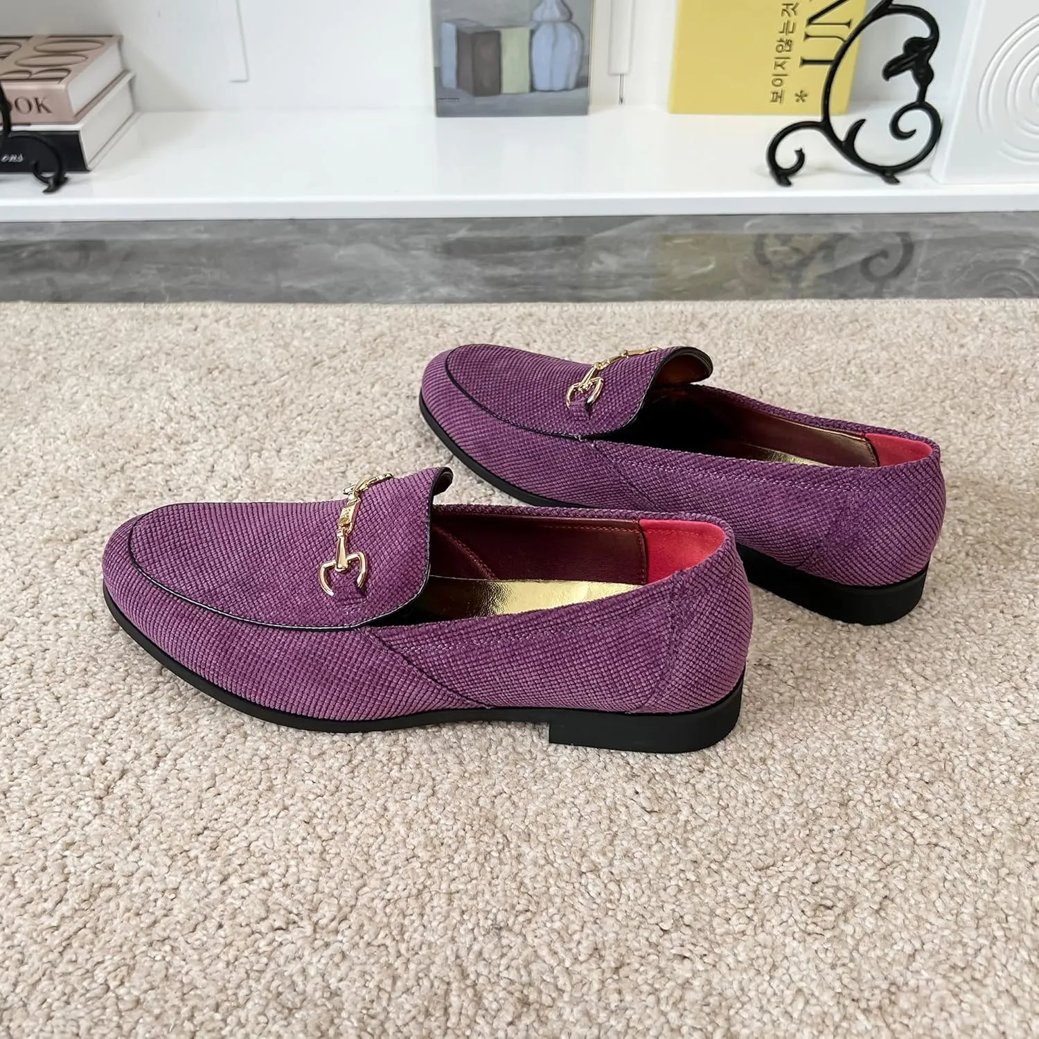 LCQL Men's Luxury Velvet Penny Loafer Shoes Noble Slip-on Casual Suede Loafers Smoking Slippers Plus Size 7-13
