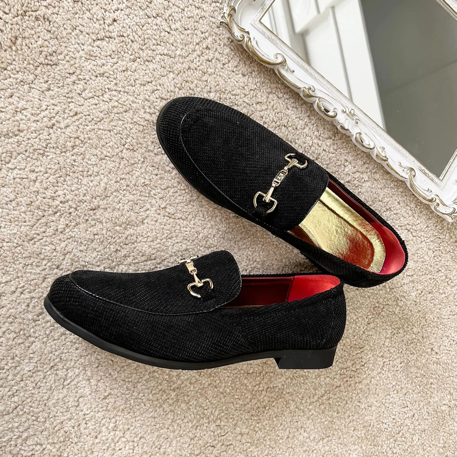 LCQL Men's Luxury Velvet Penny Loafer Shoes Noble Slip-on Casual Suede Loafers Smoking Slippers Plus Size 7-13