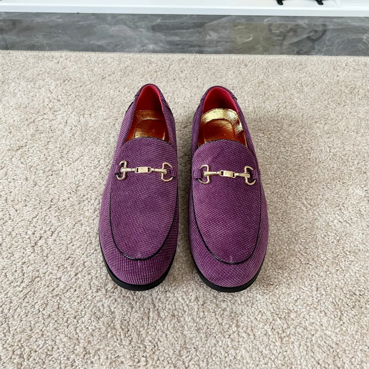 LCQL Men's Luxury Velvet Penny Loafer Shoes Noble Slip-on Casual Suede Loafers Smoking Slippers Plus Size 7-13