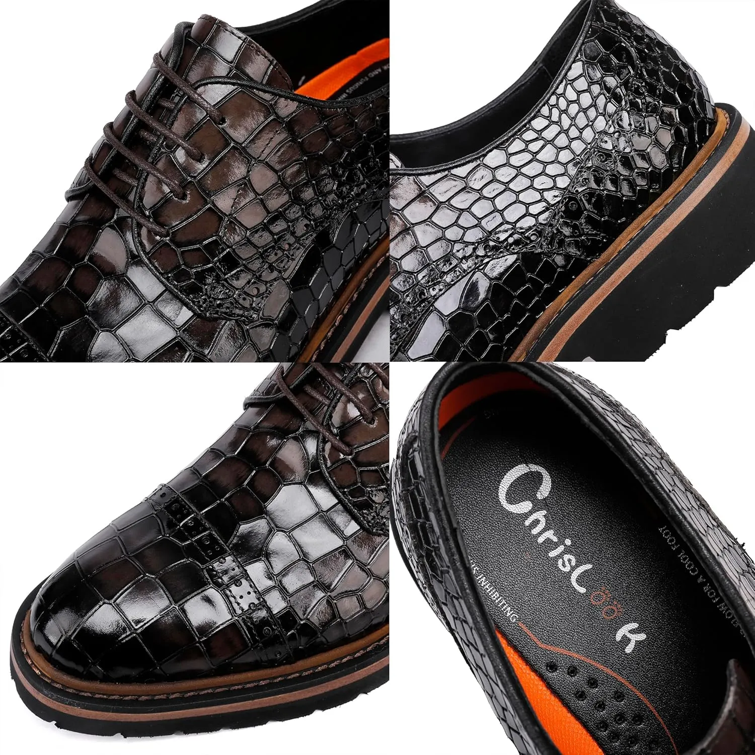 Leather Shoes for Men,Crocodile Pattern Loafers Dress Business Shoes for Men
