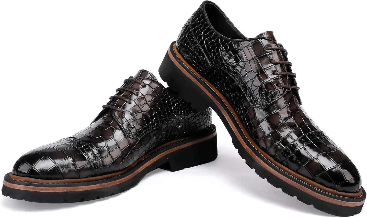 Leather Shoes for Men,Crocodile Pattern Loafers Dress Business Shoes for Men
