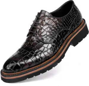 Leather Shoes for Men,Crocodile Pattern Loafers Dress Business Shoes for Men