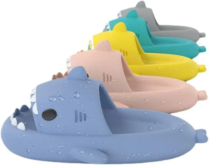 LELEBEAR Shark Swell Chanclas, Sharky Chanclas, Cloud Shark Slides Unisex Thick Sole Non-Slip Open Toe Shark Slippers