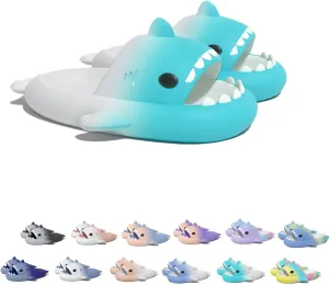 LELEBEAR Shark Swell Chanclas, Sharky Chanclas, Cloud Shark Slides Unisex Thick Sole Non-Slip Open Toe Shark Slippers
