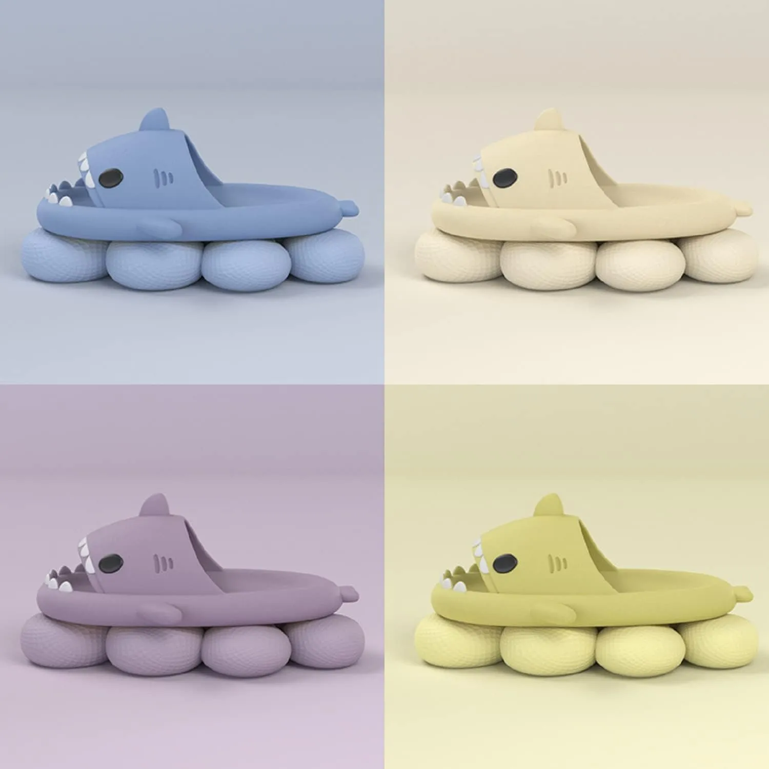 LELEBEAR Shark Swell Chanclas, Sharky Chanclas, Cloud Shark Slides Unisex Thick Sole Non-Slip Open Toe Shark Slippers