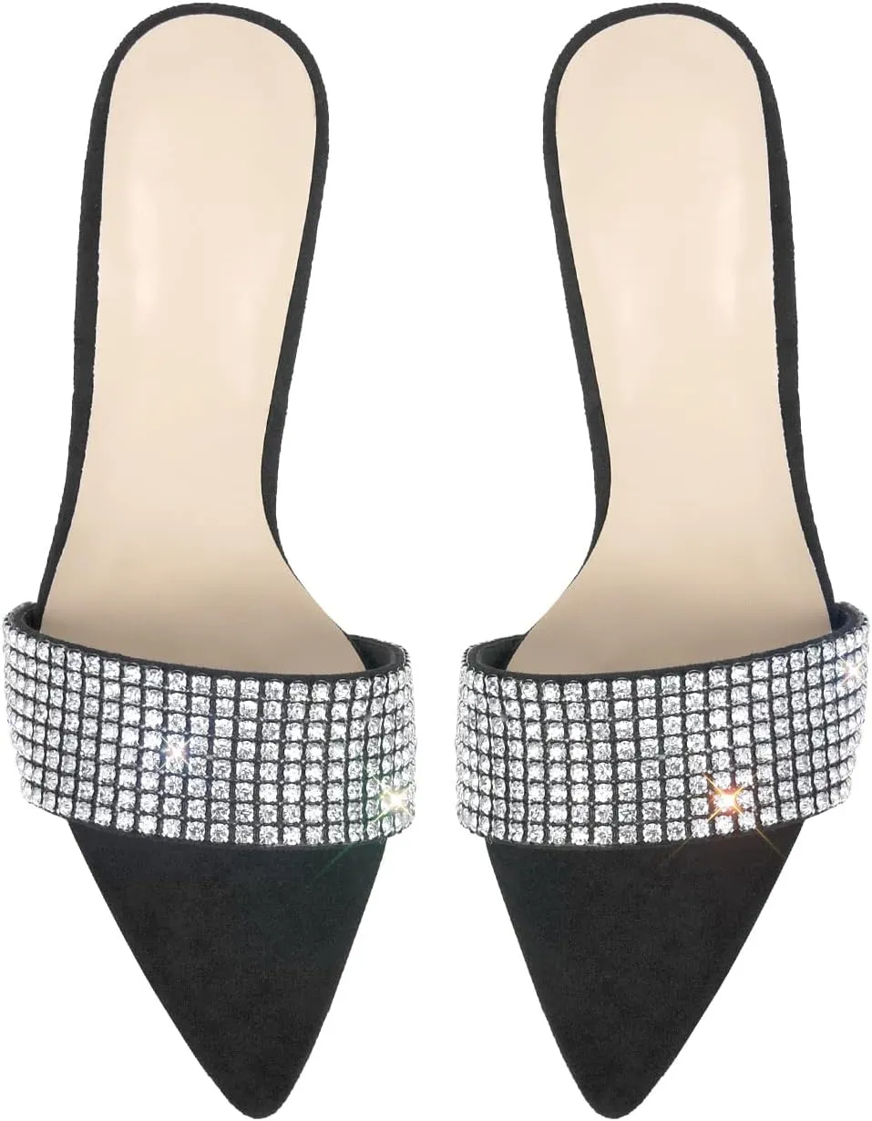 LISHAN Women's Pointed Toe Mules High Heels