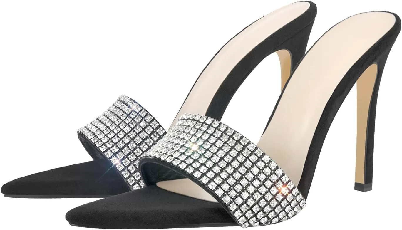 LISHAN Women's Pointed Toe Mules High Heels