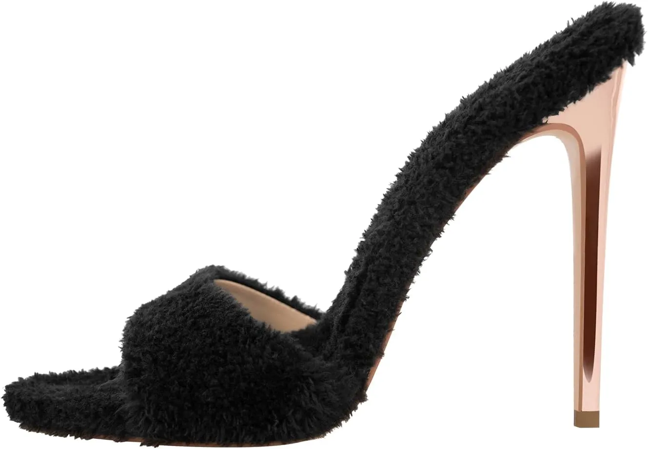 LISHAN Women's Pointed Toe Mules High Heels