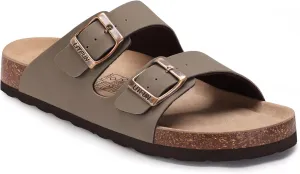 Litfun Women's Cork Footbed Sandal Summer Slip On Slide Sandals with Adjustable Buckle