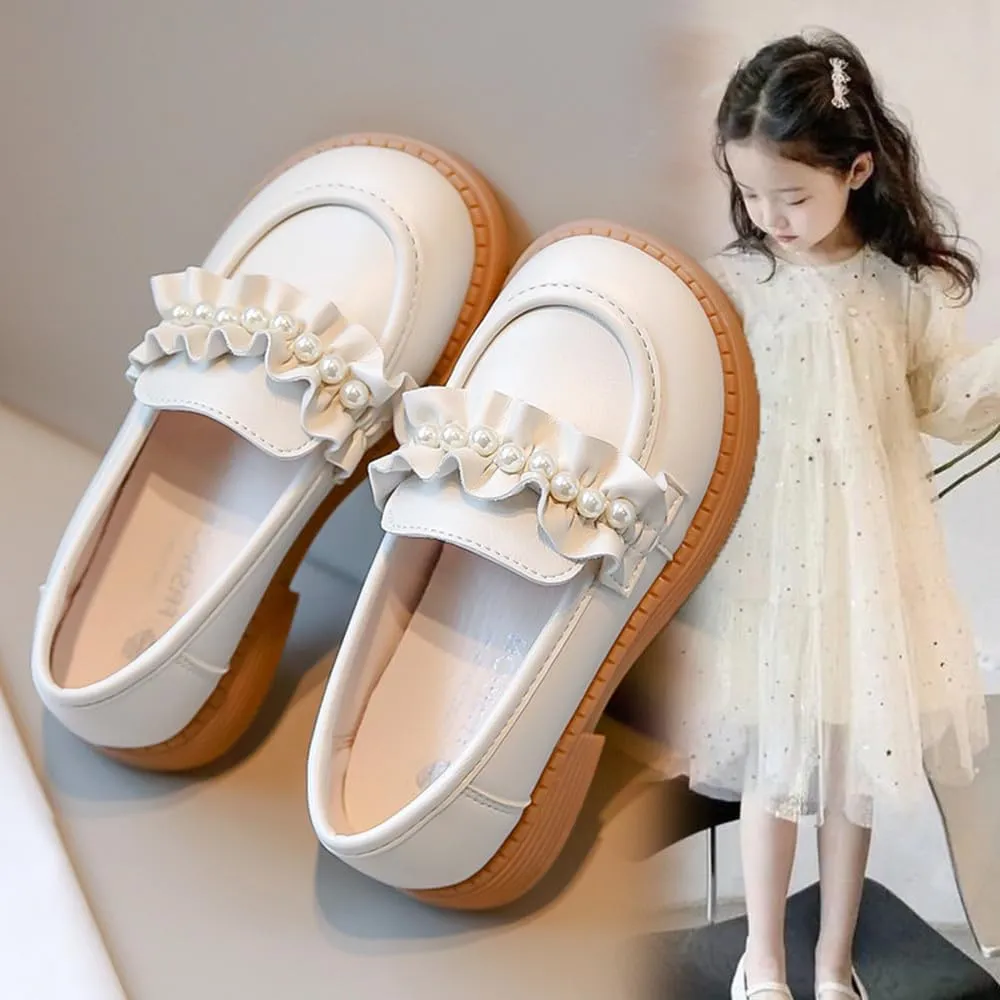 Little Girls School Uniform Loafer Flats Patent Leather Dress Shoes Oxford Slip On Platform Penny Round Toe Loafers for Toddler/Little Kid/Big Kid