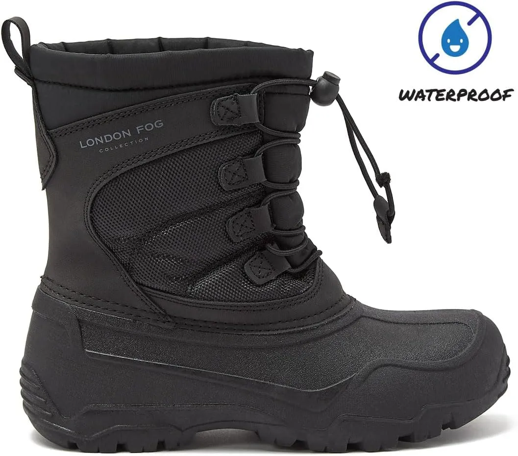 LONDON FOG Kenji Snow Boots for Kids - Insulated Waterproof Winter Girls and Boys Snow Boots Size Little Kid and Big Kid 11 to 7 Kids Winter Boots for Boy or Girl