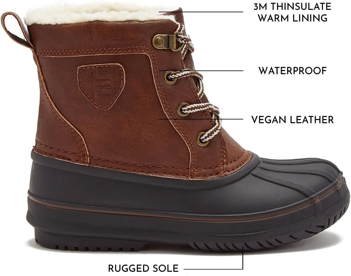 LONDON FOG Warrington Snow Boots for Kids - Insulated Waterproof Winter Snow Duck Boots for Boys and Girls - Little Kid and Big Kid Sizes 11 to 7