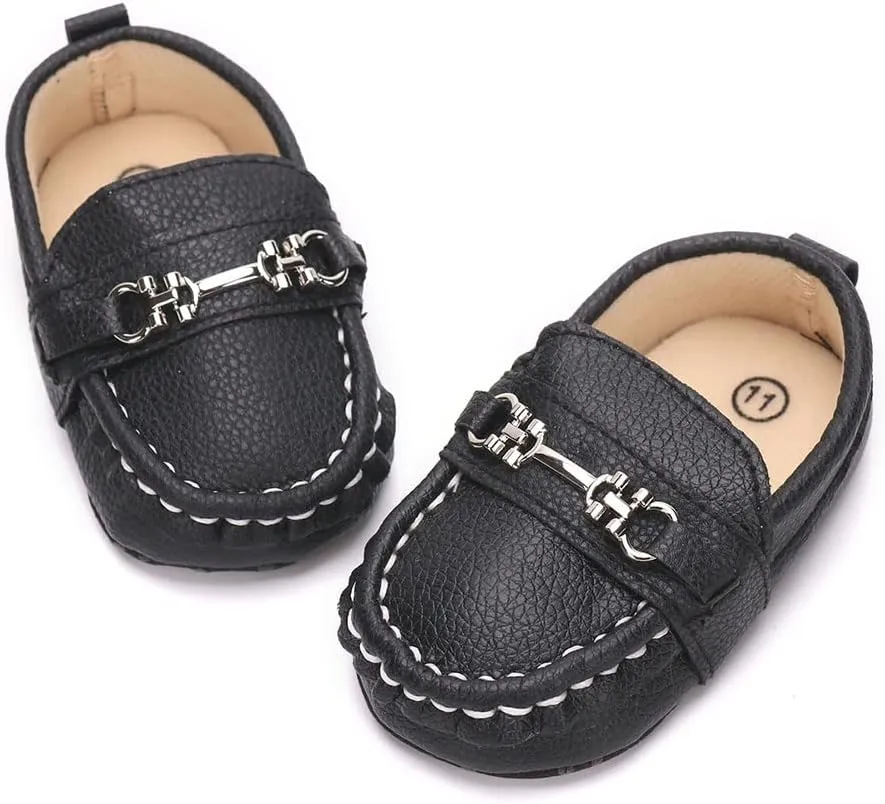 LONSOEN Baby Girls Boys Loafers Prewalker Dress Crib Shoes