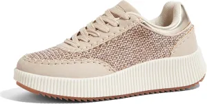 LUCKY STEP Women's Platform Sneakers Retro Braided Fashion Casual Chunky Shoes Breathable Durable Non Slip Walking Footwear