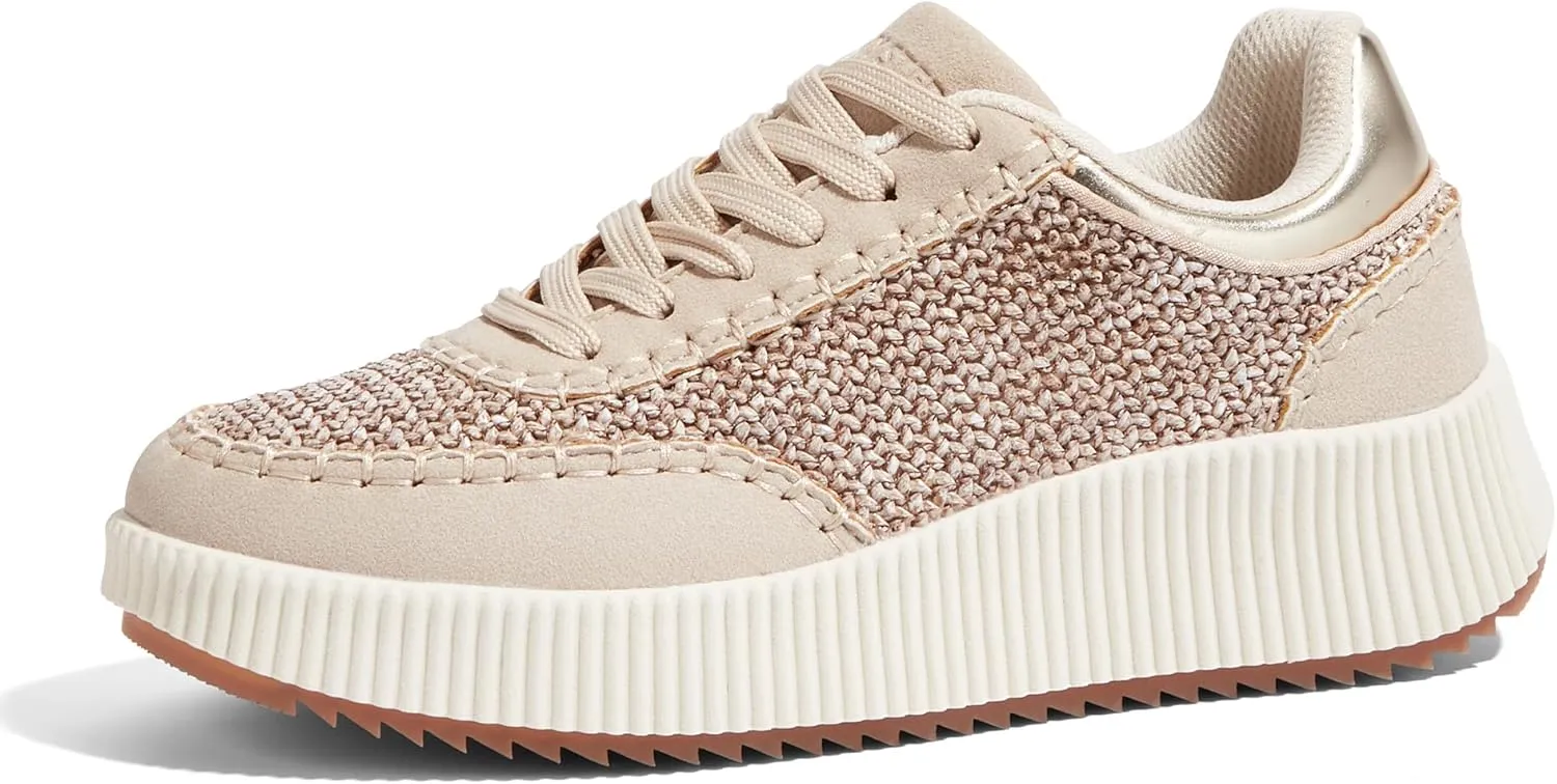 LUCKY STEP Women's Platform Sneakers Retro Braided Fashion Casual Chunky Shoes Breathable Durable Non Slip Walking Footwear
