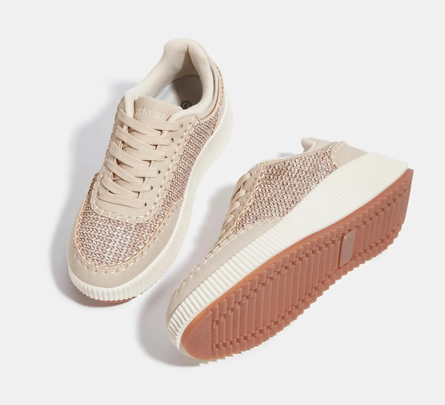 LUCKY STEP Women's Platform Sneakers Retro Braided Fashion Casual Chunky Shoes Breathable Durable Non Slip Walking Footwear