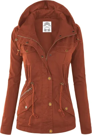 Made By Johnny Women's Casual Military Anorak Jacket Safari Utility - Lightweight Detachable Hoodie