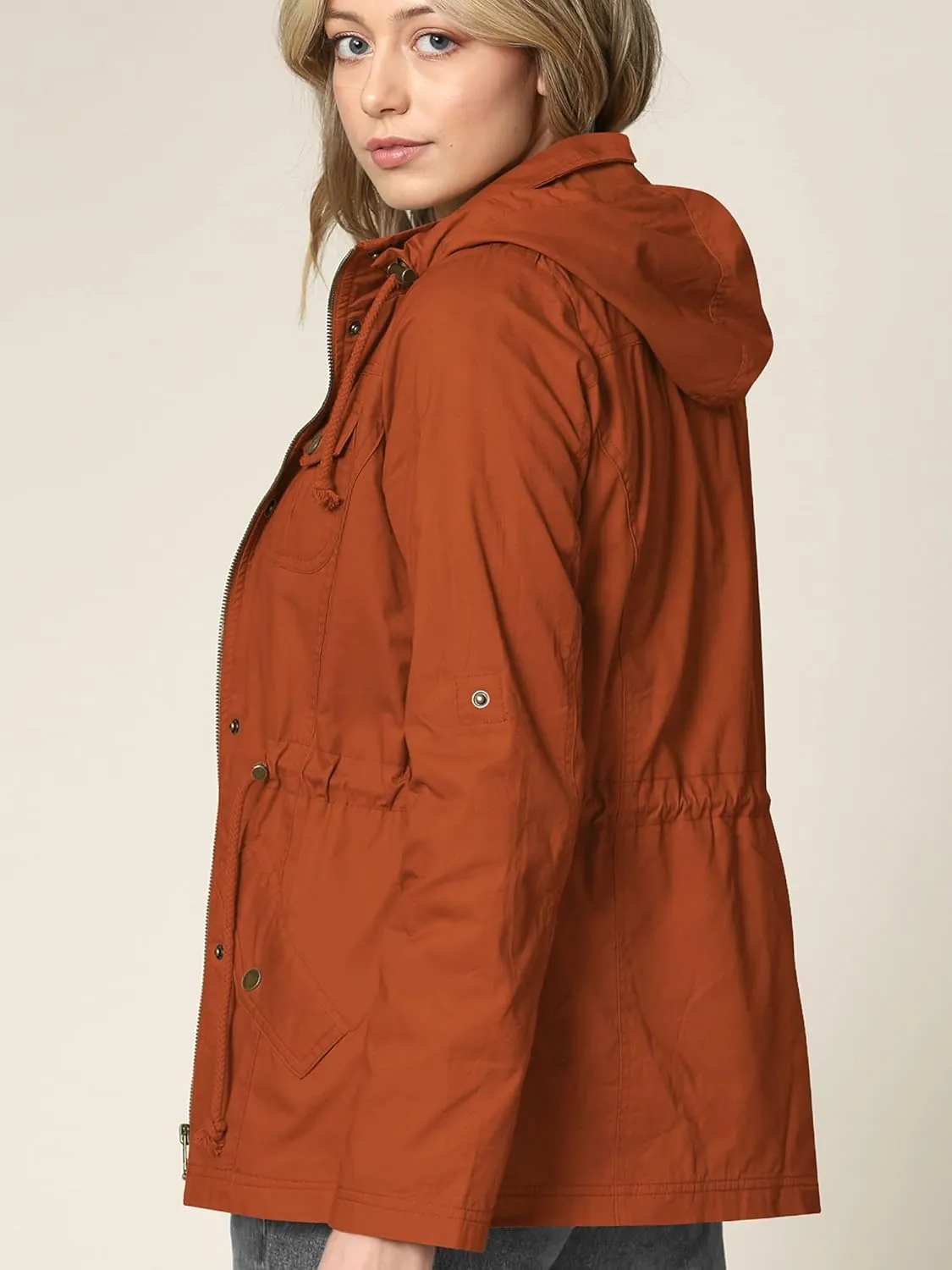 Made By Johnny Women's Casual Military Anorak Jacket Safari Utility - Lightweight Detachable Hoodie