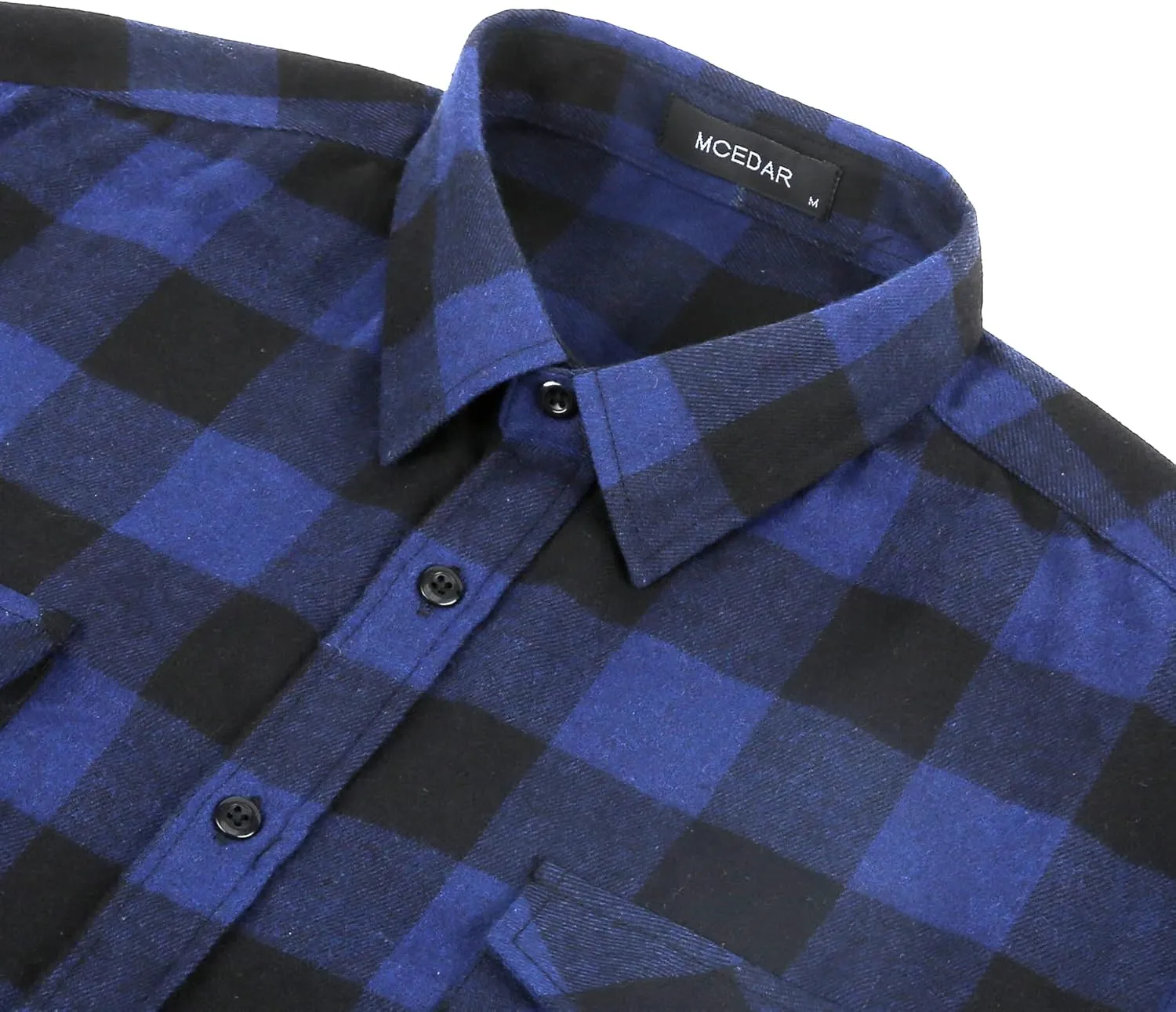 MCEDAR Men’s Plaid Flannel Shirts-Long Sleeve Casual Button Down Slim Fit Outfit for Camp Hanging Out or Work