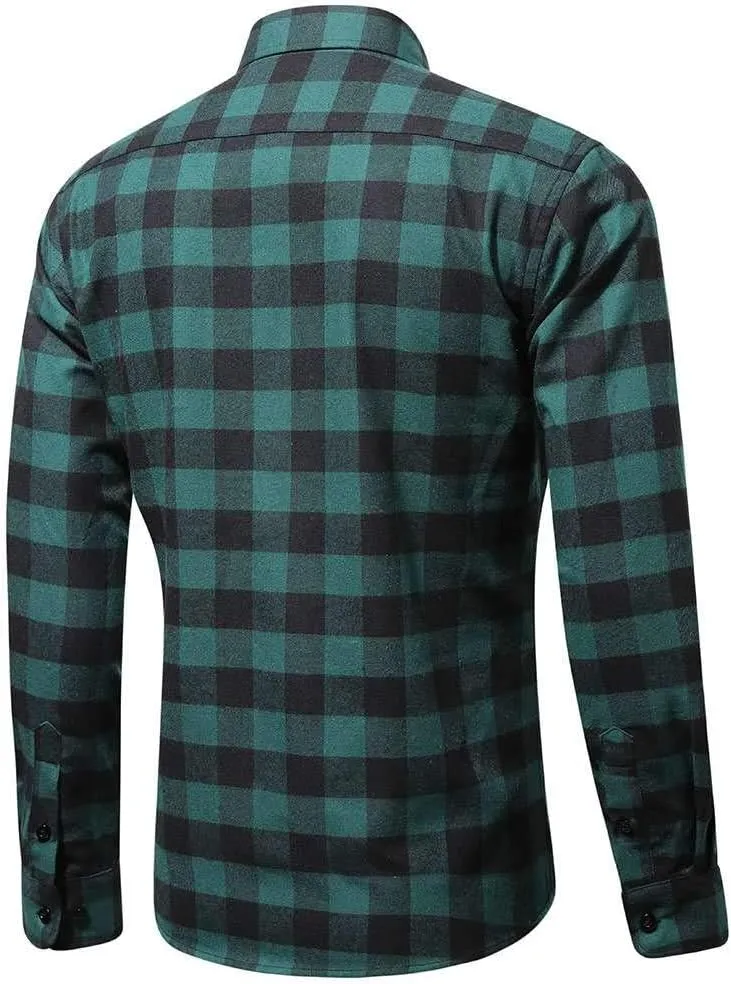 MCEDAR Men’s Plaid Flannel Shirts-Long Sleeve Casual Button Down Slim Fit Outfit for Camp Hanging Out or Work