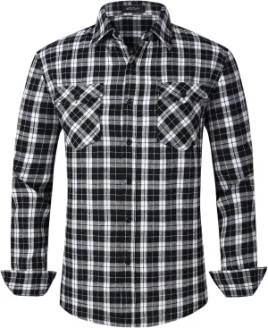 MCEDAR Men’s Plaid Flannel Shirts-Long Sleeve Casual Button Down Slim Fit Outfit for Camp Hanging Out or Work
