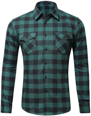 MCEDAR Men’s Plaid Flannel Shirts-Long Sleeve Casual Button Down Slim Fit Outfit for Camp Hanging Out or Work