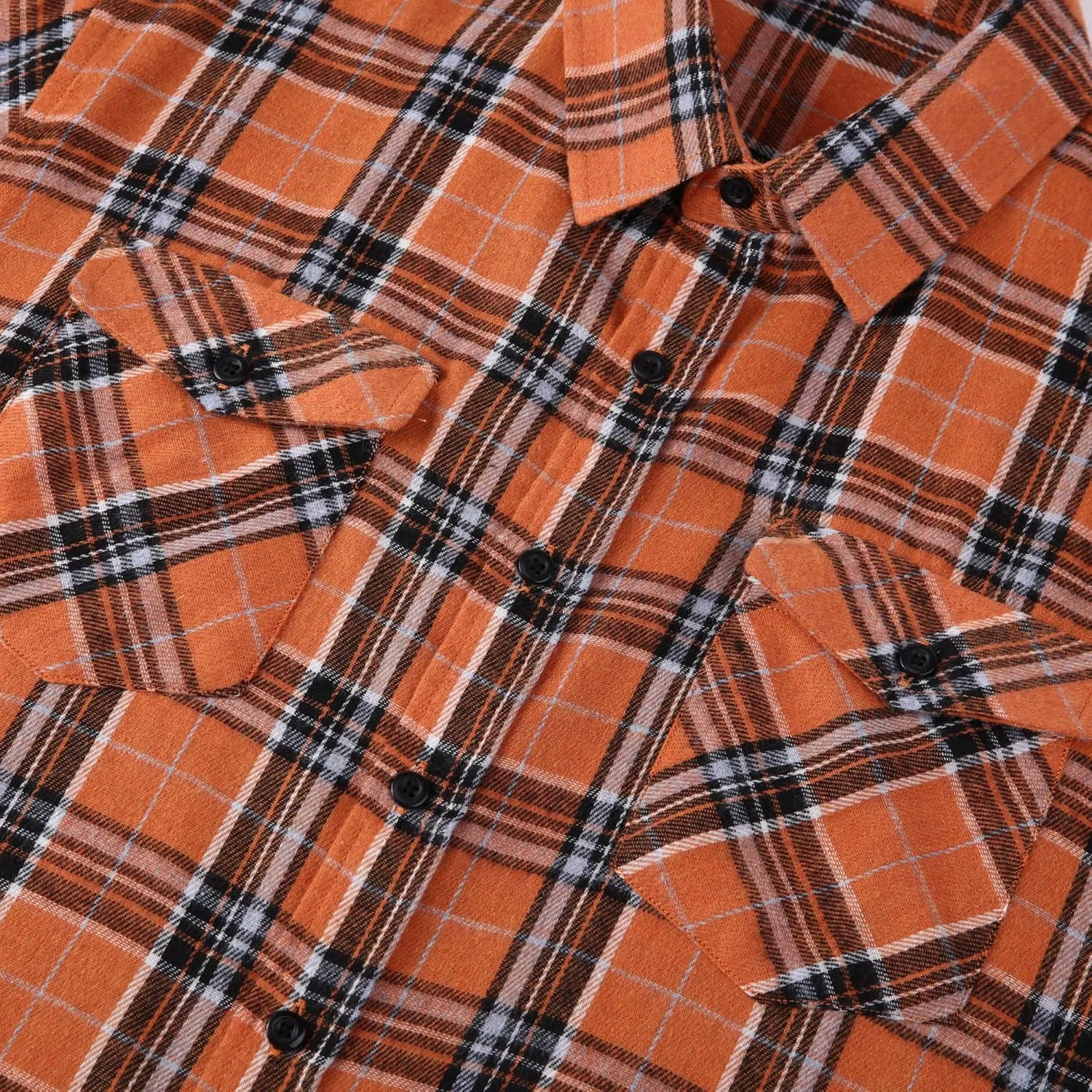 MCEDAR Men’s Plaid Flannel Shirts-Long Sleeve Casual Button Down Slim Fit Outfit for Camp Hanging Out or Work