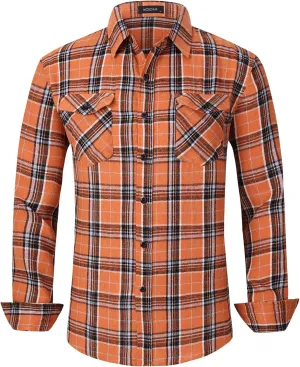 MCEDAR Men’s Plaid Flannel Shirts-Long Sleeve Casual Button Down Slim Fit Outfit for Camp Hanging Out or Work