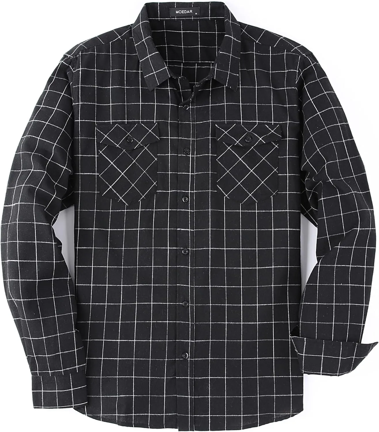 MCEDAR Men’s Plaid Flannel Shirts-Long Sleeve Casual Button Down Slim Fit Outfit for Camp Hanging Out or Work