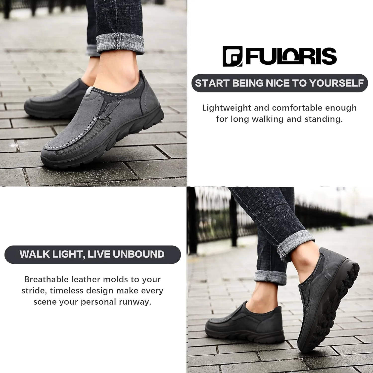 Men Casual Slip On Loafers, Soft and Lightweight Daily Sneaker for Men, Men's Comfortable Moccasin Shoes for Walking, Breathable Comfort Loafer