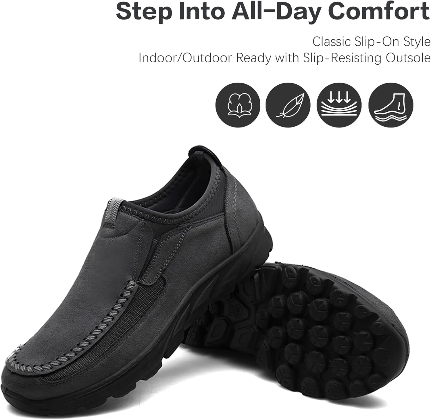 Men Casual Slip On Loafers, Soft and Lightweight Daily Sneaker for Men, Men's Comfortable Moccasin Shoes for Walking, Breathable Comfort Loafer
