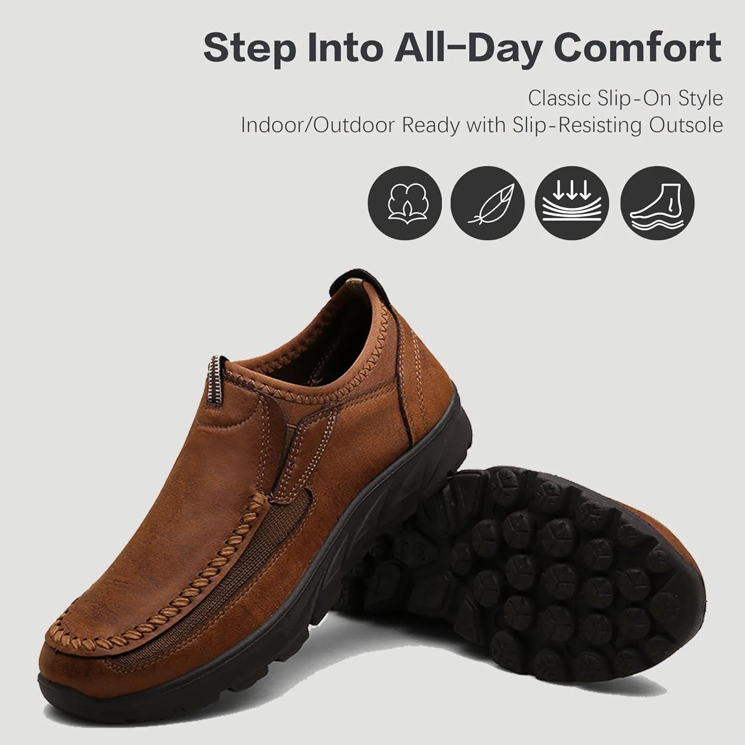 Men Casual Slip On Loafers, Soft and Lightweight Daily Sneaker for Men, Men's Comfortable Moccasin Shoes for Walking, Breathable Comfort Loafer