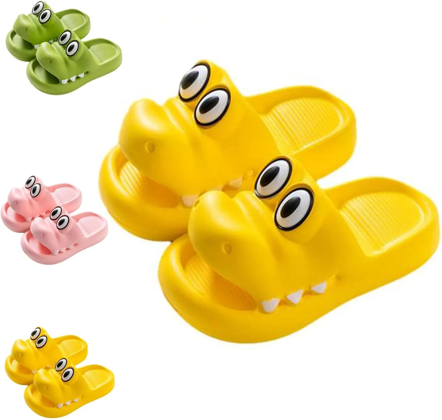 Men's and Women's Cartoon Crocodile Slides EVA Sandals Cloud Slippers with Thick Sole Anti-Slip Spa Bath Beach Pool Shower Shoes for Summer