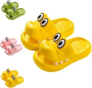 Men's and Women's Cartoon Crocodile Slides EVA Sandals Cloud Slippers with Thick Sole Anti-Slip Spa Bath Beach Pool Shower Shoes for Summer