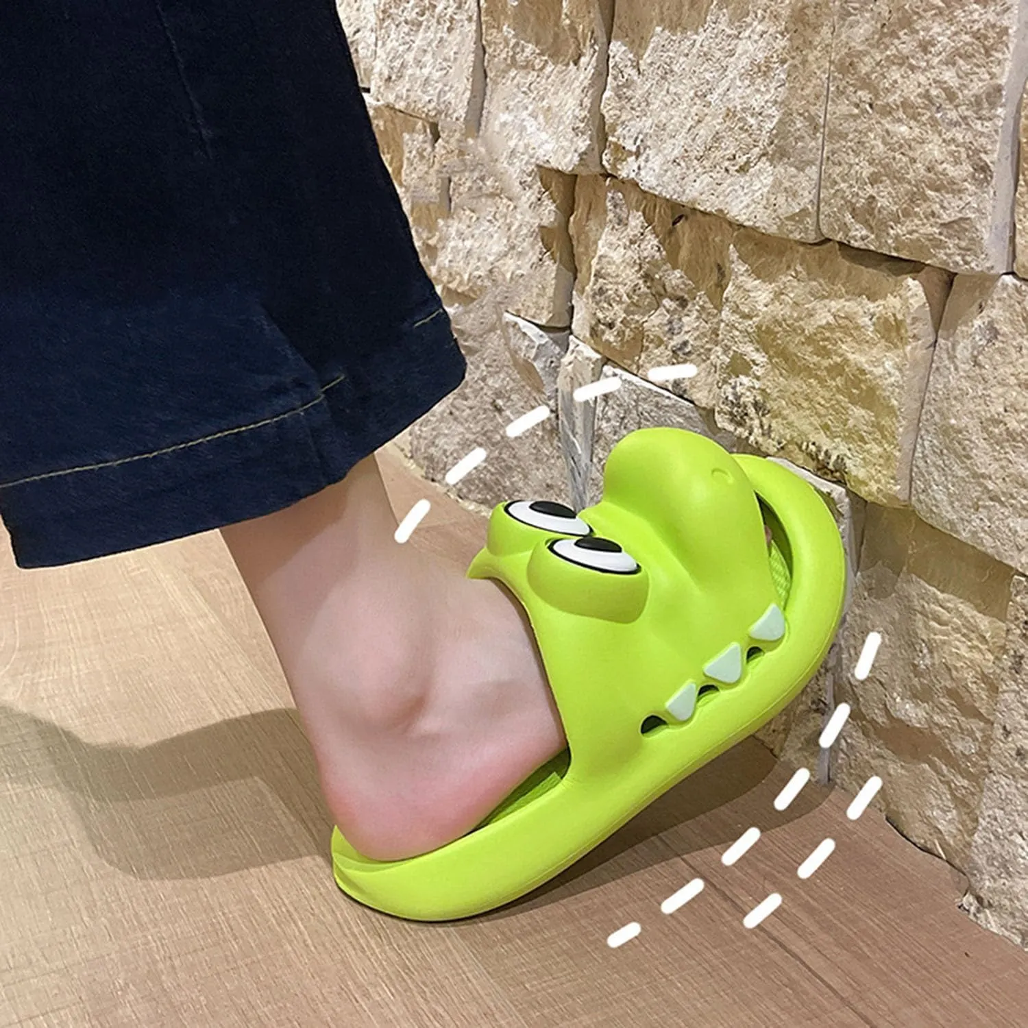 Men's and Women's Cartoon Crocodile Slides EVA Sandals Cloud Slippers with Thick Sole Anti-Slip Spa Bath Beach Pool Shower Shoes for Summer