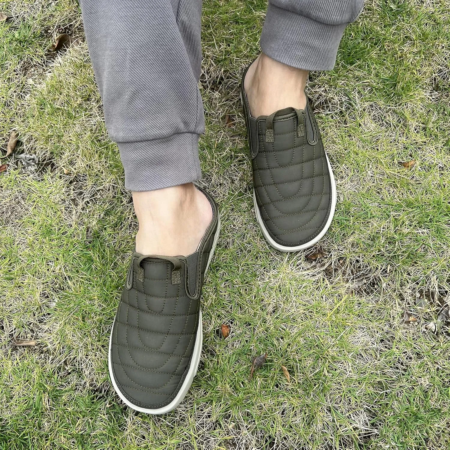 Men's Arch Support Slippers Orthopedic Plantar Fasciitis Relief Slip-On Indoor Outdoor Camping Walking Loafers Casual House Shoes