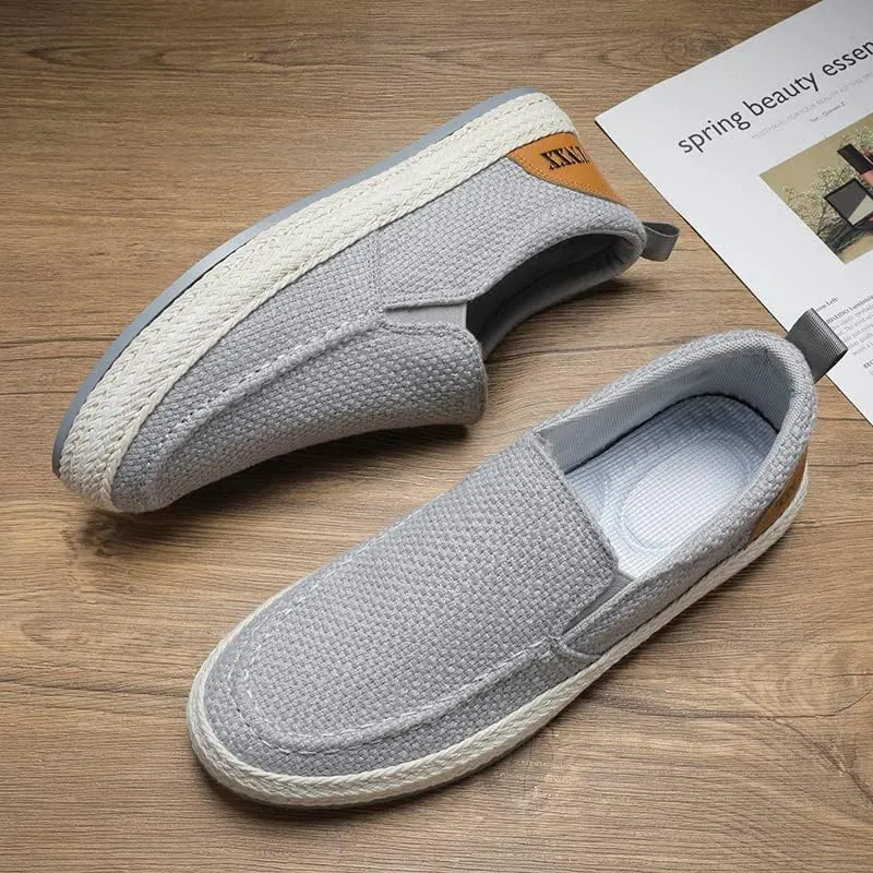 Men's Breathable Canvas Casual Loafers Slip on Sneakers Fisherman's Shoes Cloth Flats Shoes